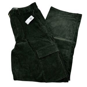 Old Navy Corduroy Cargo Pants Baggy Fit Stretch Boys Sz 18 30x29 Dark Green NWT